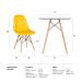 Conjunto Mesa de vidro Eames 70 cm + 4 cadeiras estofadas Eames Eiffel Botonê - Amarelo
