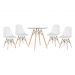 Conjunto Mesa de vidro Eames 70 cm + 4 cadeiras estofadas Eames Eiffel Botonê - Branco