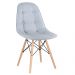 Conjunto Mesa de vidro Eames 70 cm + 4 cadeiras estofadas Eames Eiffel Botonê - Cinza claro