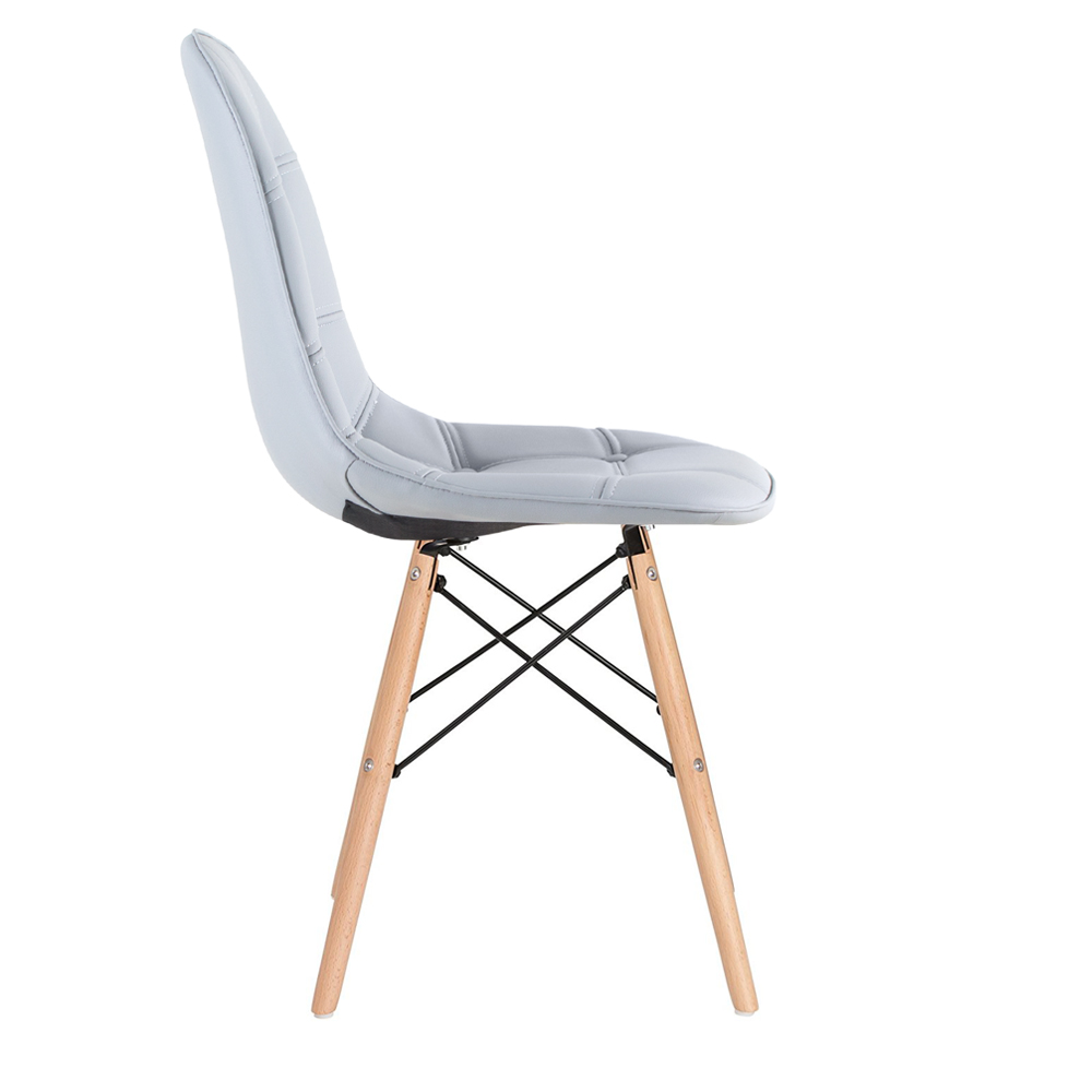 Conjunto Mesa de vidro Eames 70 cm + 4 cadeiras estofadas Eames Eiffel Botonê - Cinza claro