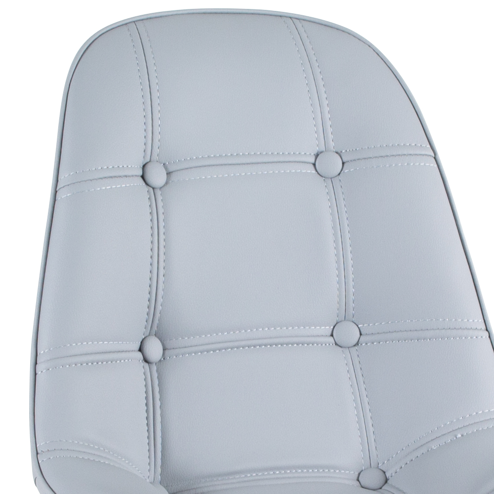 Conjunto Mesa de vidro Eames 70 cm + 4 cadeiras estofadas Eames Eiffel Botonê - Cinza claro