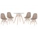 Conjunto Mesa de vidro Eames 70 cm + 4 cadeiras estofadas Eames Eiffel Botonê - Nude