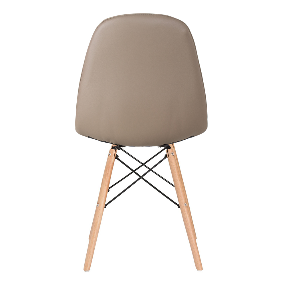 Conjunto Mesa de vidro Eames 70 cm + 4 cadeiras estofadas Eames Eiffel Botonê - Nude