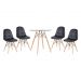 Conjunto Mesa de vidro Eames 70 cm + 4 cadeiras estofadas Eames Eiffel Botonê - Preto