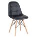 Conjunto Mesa de vidro Eames 70 cm + 4 cadeiras estofadas Eames Eiffel Botonê - Preto