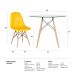 Conjunto Mesa de vidro Eames 90 cm + 4 cadeiras estofadas Eames Eiffel Botonê - Amarelo
