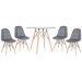 Conjunto Mesa de vidro Eames 90 cm + 4 cadeiras estofadas Eames Eiffel Botonê - Cinza escuro