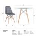 Conjunto Mesa de vidro Eames 90 cm + 4 cadeiras estofadas Eames Eiffel Botonê - Cinza escuro