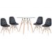 Conjunto Mesa de vidro Eames 90 cm + 4 cadeiras estofadas Eames Eiffel Botonê - Preto