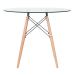 Conjunto Mesa de vidro Eames 90 cm + 4 cadeiras estofadas Eames Eiffel Botonê - Preto
