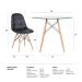 Conjunto Mesa de vidro Eames 90 cm + 4 cadeiras estofadas Eames Eiffel Botonê - Preto