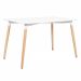 Conjunto mesa retangular 120 x 80 cm branco + 4 cadeiras Eames Eiffel Botonê amarelo