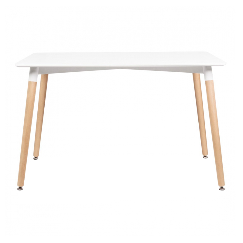 Conjunto mesa retangular 120 x 80 cm branco + 4 cadeiras Eames Eiffel Botonê amarelo