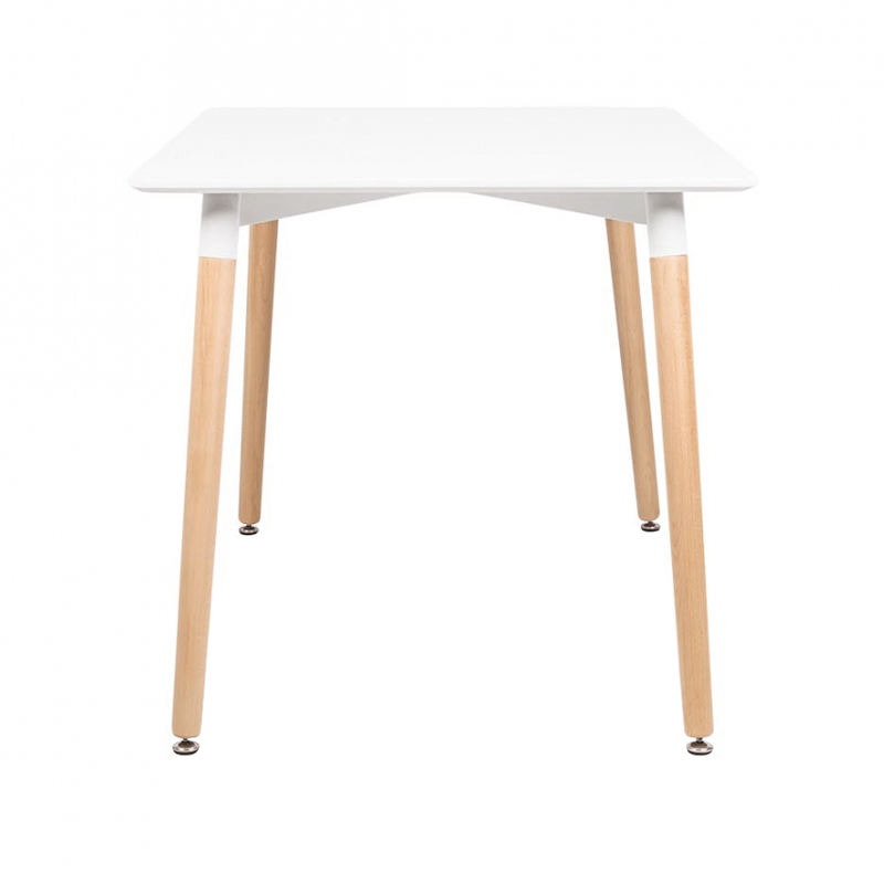 Conjunto mesa retangular 120 x 80 cm branco + 4 cadeiras Eames Eiffel Botonê amarelo