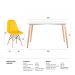 Conjunto mesa retangular 120 x 80 cm branco + 4 cadeiras Eames Eiffel Botonê amarelo