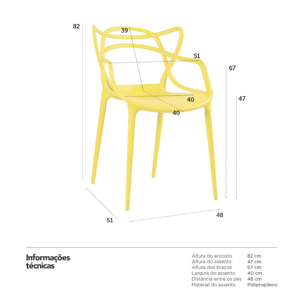 KIT - 8 x cadeiras Masters Allegra - Amarelo
