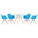 KIT - Mesa Eames com tampo de vidro 90 cm + 4 cadeiras Eiffel DAW Azul céu