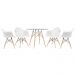 KIT - Mesa Eames com tampo de vidro 90 cm + 4 cadeiras Eiffel DAW Branco