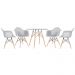 KIT - Mesa Eames com tampo de vidro 90 cm + 4 cadeiras Eiffel DAW Cinza claro