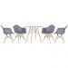 KIT - Mesa Eames com tampo de vidro 90 cm + 4 cadeiras Eiffel DAW Cinza escuro
