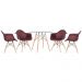 KIT - Mesa Eames com tampo de vidro 90 cm + 4 cadeiras Eiffel DAW Marrom
