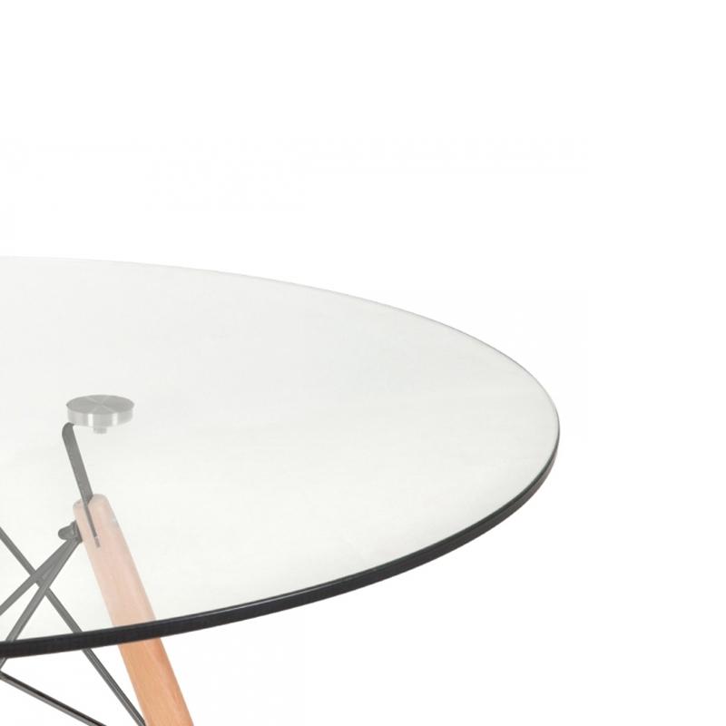 KIT - Mesa Eames com tampo de vidro 90 cm + 4 cadeiras Eiffel DAW Marrom