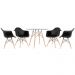 KIT - Mesa Eames com tampo de vidro 90 cm + 4 cadeiras Eiffel DAW Preto