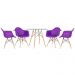 KIT - Mesa Eames com tampo de vidro 90 cm + 4 cadeiras Eiffel DAW Roxo