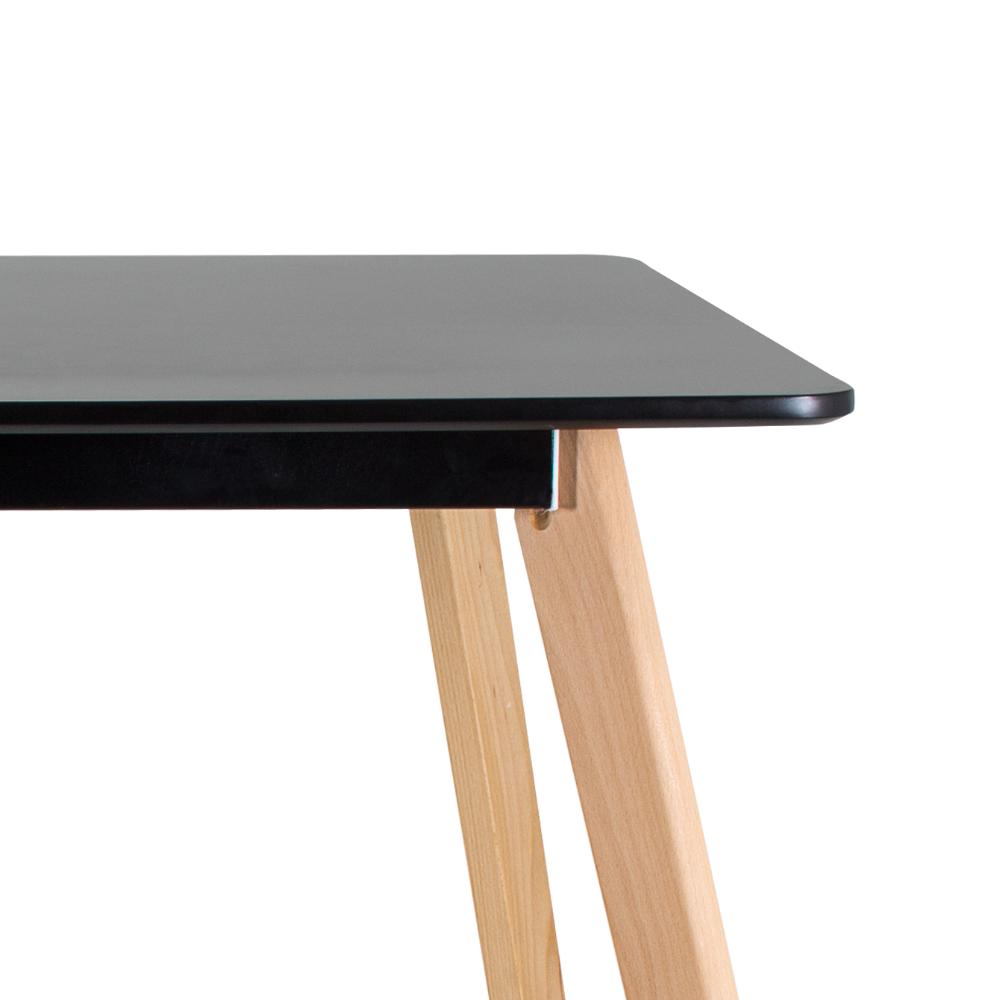 KIT - Mesa de jantar retangular 80 x 140 cm preto + 4 cadeiras Leda branco