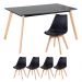 KIT - Mesa de jantar retangular 80 x 140 cm preto + 4 cadeiras Leda preto