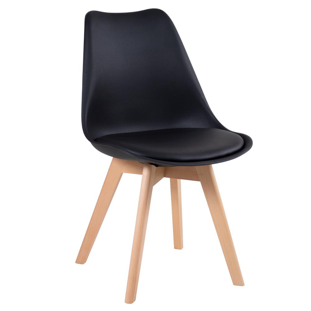 KIT - Mesa de jantar retangular 80 x 140 cm preto + 4 cadeiras Leda preto
