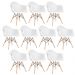Kit 10 cadeiras Charles Eames Eiffel DAW com braços e pés de madeira clara Branco