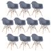 Kit 10 cadeiras Charles Eames Eiffel DAW com braços e pés de madeira clara Cinza-escuro