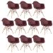 Kit 10 cadeiras Charles Eames Eiffel DAW com braços e pés de madeira clara Marrom