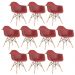 Kit 10 cadeiras Charles Eames Eiffel DAW com braços e pés de madeira clara Terracota