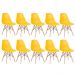 Kit 10 cadeiras Charles Eames Eiffel DSW com pés de madeira clara Amarelo