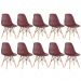 Kit 10 cadeiras Charles Eames Eiffel DSW com pés de madeira clara Marrom