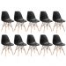 Kit 10 cadeiras Charles Eames Eiffel DSW com pés de madeira clara Preto