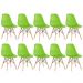 Kit 10 cadeiras Charles Eames Eiffel DSW com pés de madeira clara Verde claro