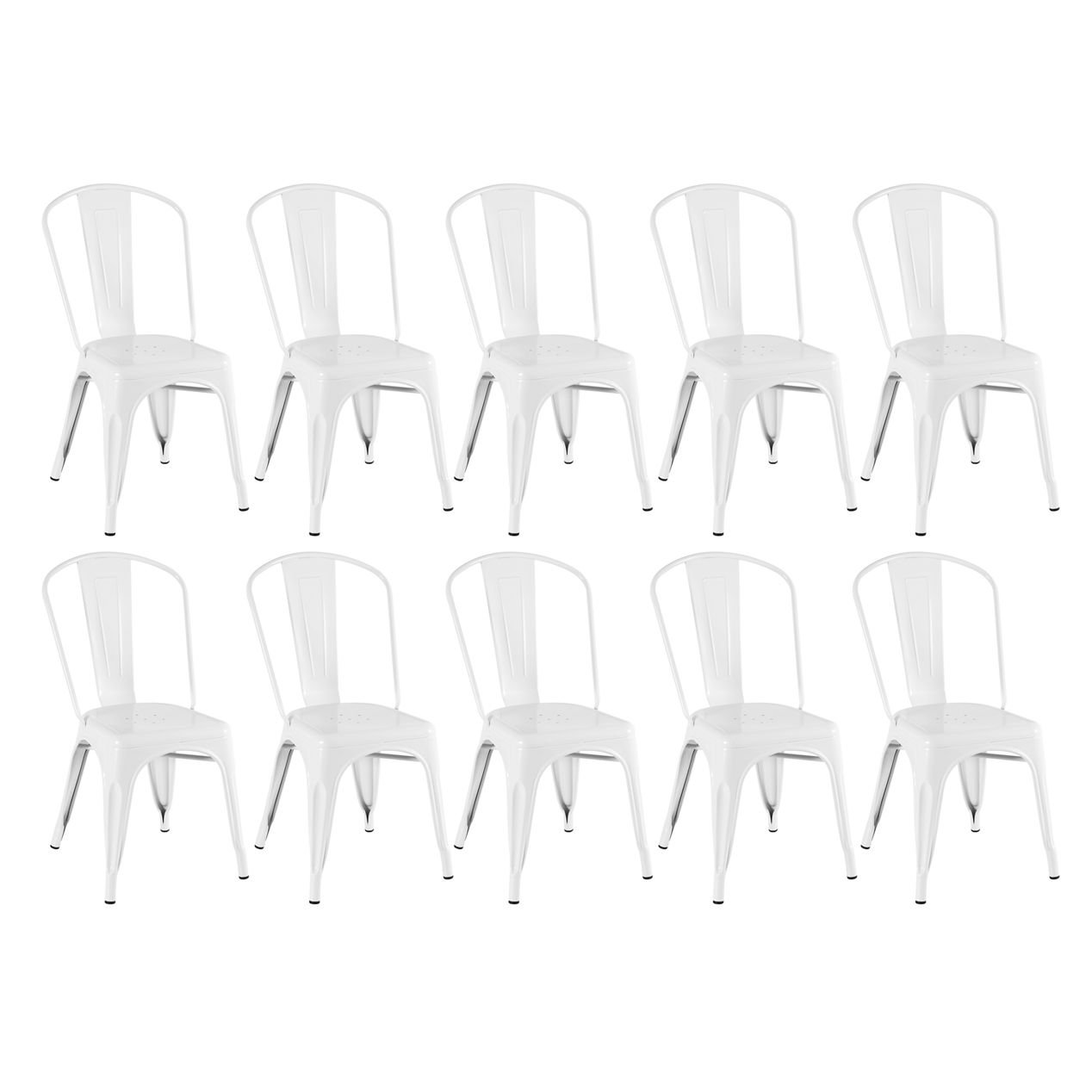 Kit 10 cadeiras Iron Tolix design indutrial jantar cozinha Branco