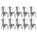 Kit 10 cadeiras Iron Tolix design indutrial jantar cozinha Cinza escuro
