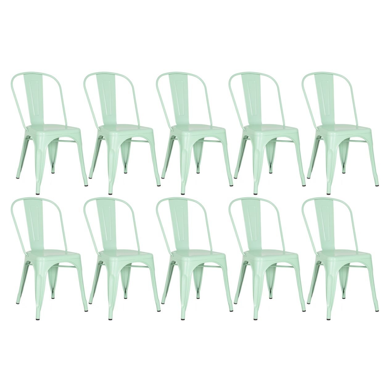 Kit 10 cadeiras Iron Tolix design indutrial jantar cozinha Verde claro