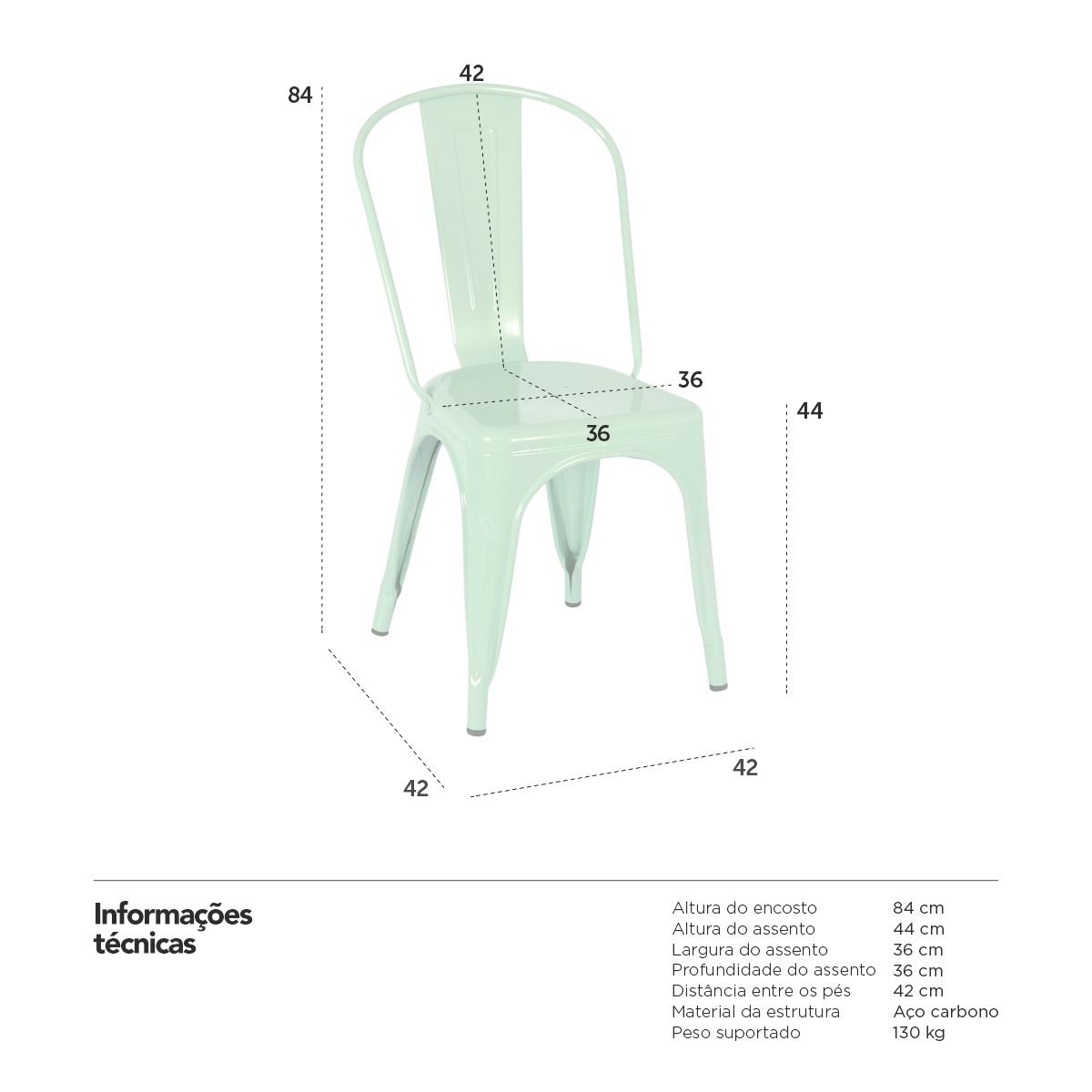Kit 10 cadeiras Iron Tolix design indutrial jantar cozinha Verde claro