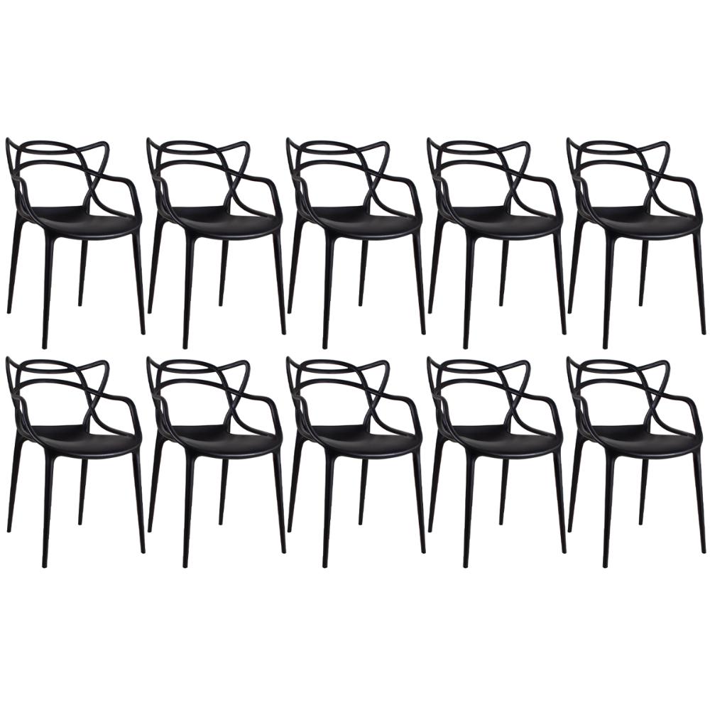 Kit 10 cadeiras Masters Allegra Preto