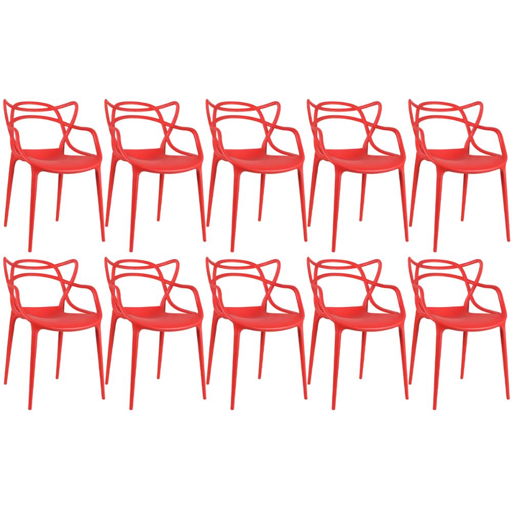 Kit 10 cadeiras Masters Allegra Vermelho