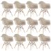 Kit 12 cadeiras Charles Eames Eiffel DAW com braços e pés de madeira clara Nude