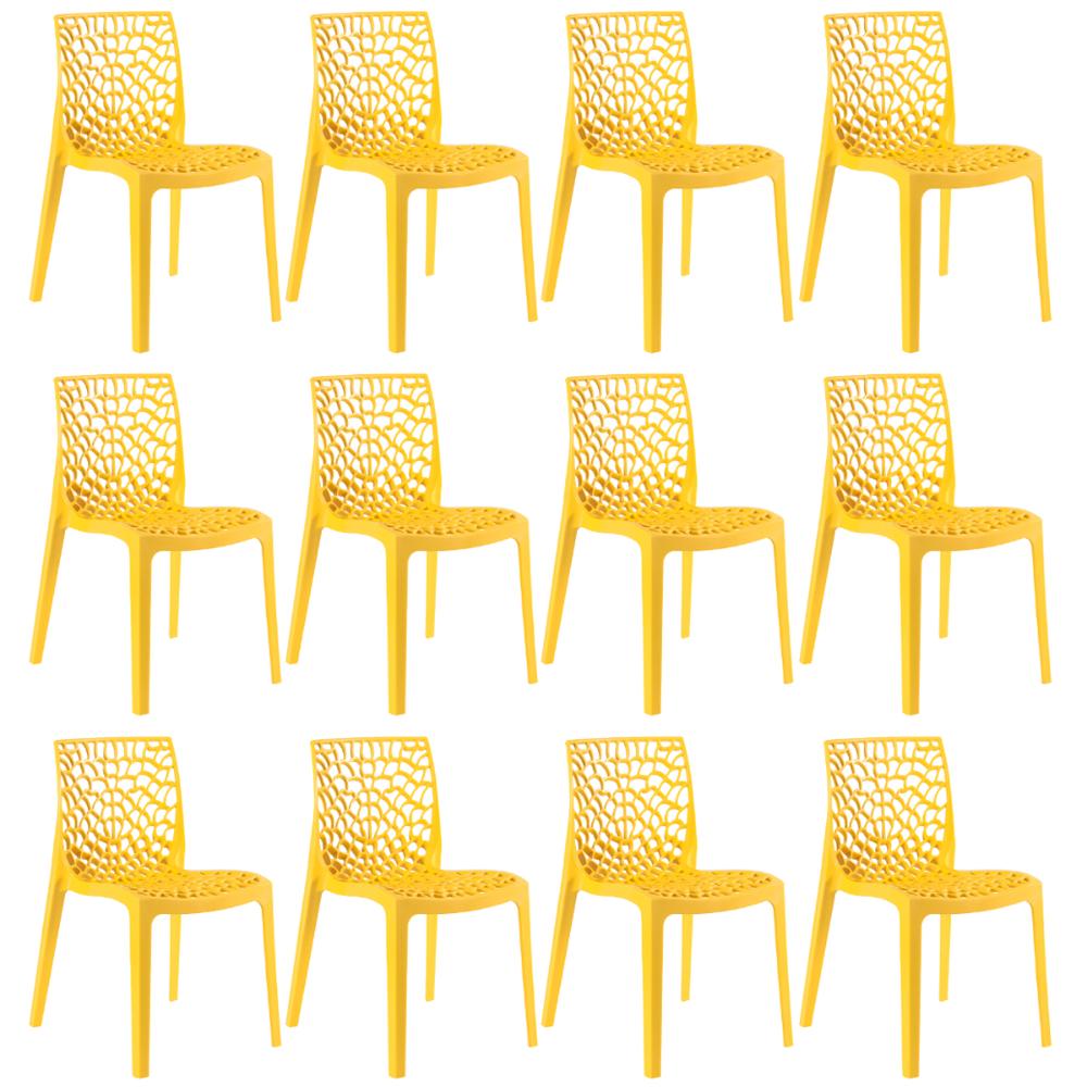 Kit 12 cadeiras Gruvyer Amarelo