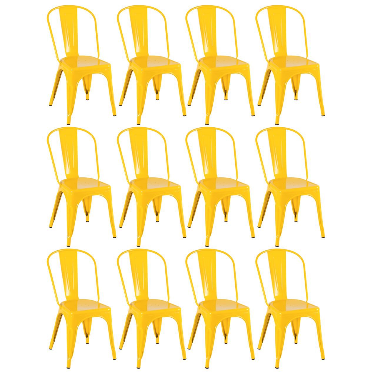 Kit 12 cadeiras Iron Tolix design indutrial jantar cozinha Amarelo