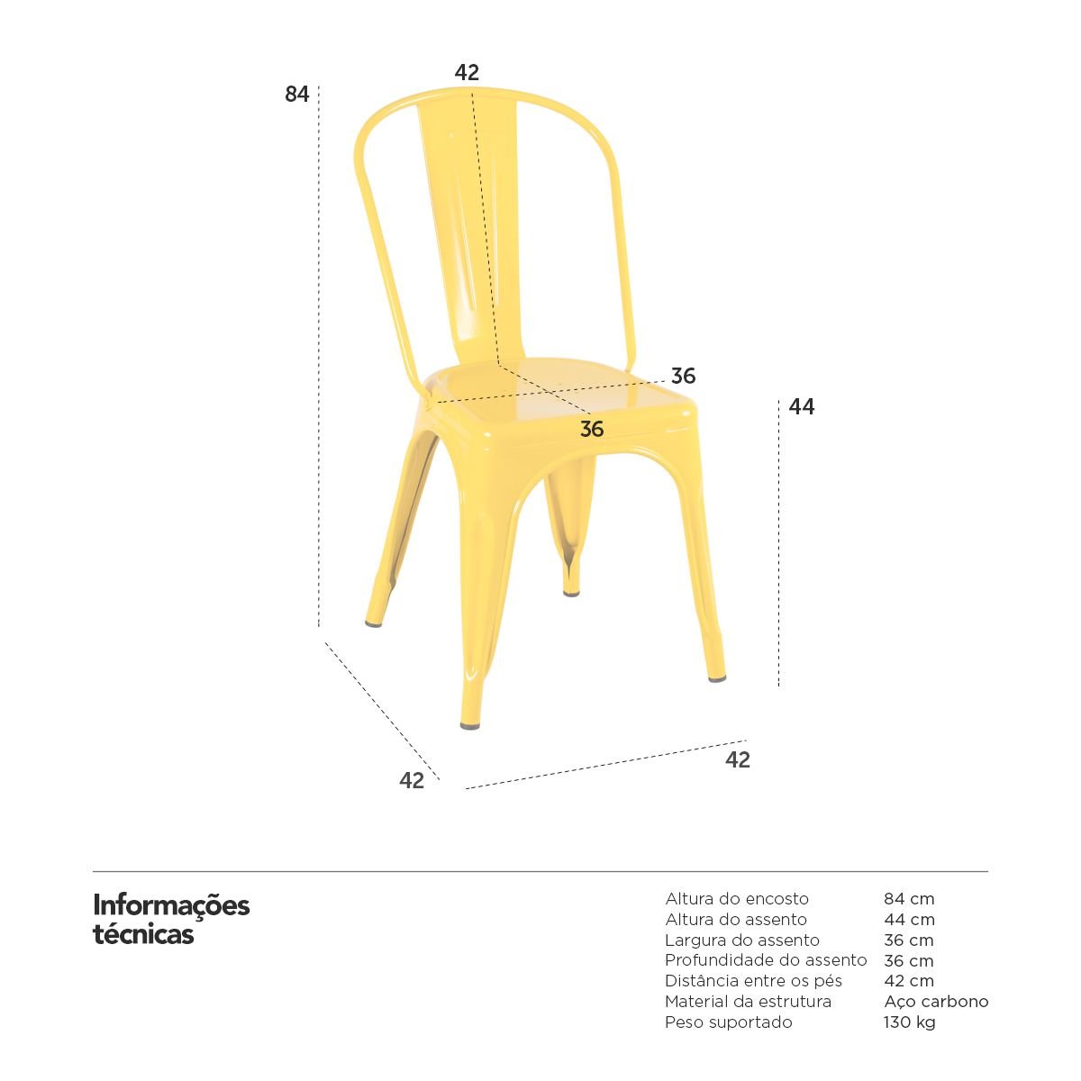 Kit 12 cadeiras Iron Tolix design indutrial jantar cozinha Amarelo