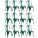 Kit 12 cadeiras Iron Tolix design indutrial jantar cozinha Verde escuro